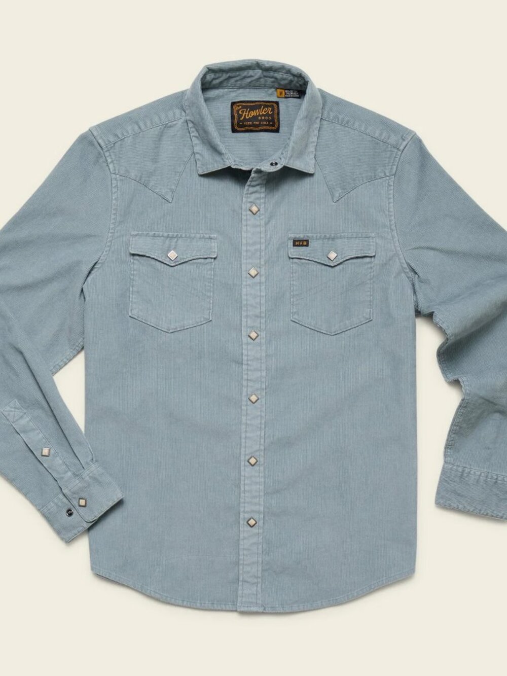 Howler Bros Brothers Banning Corduroy Snapshirt Mens M NWT MSRP$129 Iron Blue - Picture 1 of 12